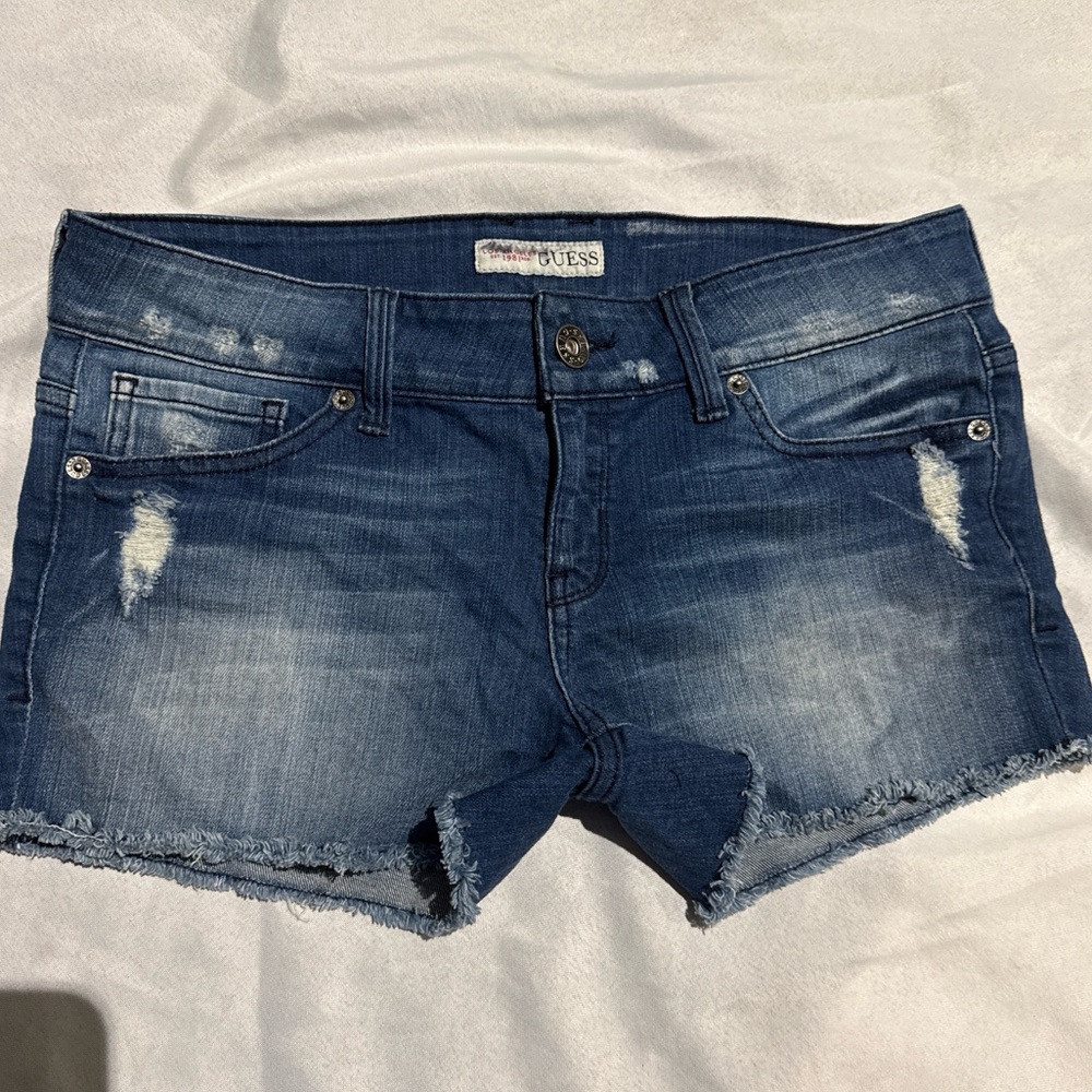 New Guess Denim Cut Off Denim Distressed Shorts 10 30